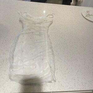 Windsor White Dress with Silver Pearls